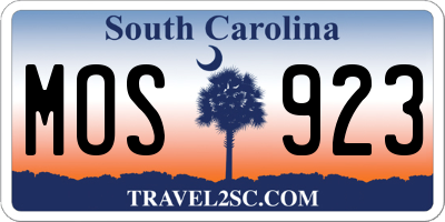 SC license plate MOS923