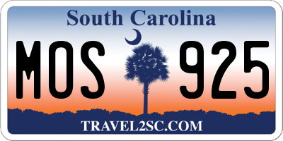 SC license plate MOS925