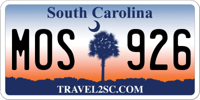 SC license plate MOS926