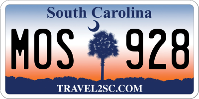 SC license plate MOS928