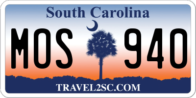 SC license plate MOS940