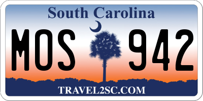 SC license plate MOS942