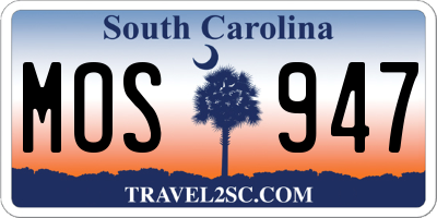 SC license plate MOS947