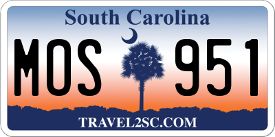 SC license plate MOS951