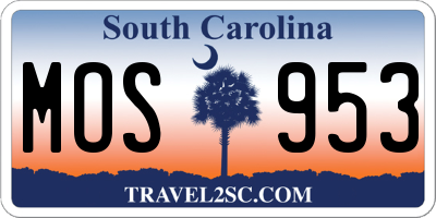 SC license plate MOS953