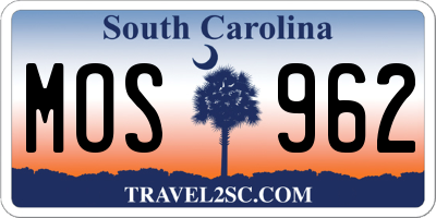SC license plate MOS962