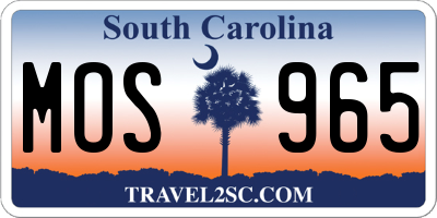 SC license plate MOS965
