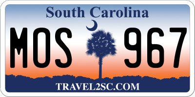 SC license plate MOS967