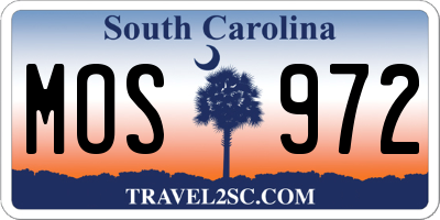 SC license plate MOS972