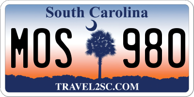 SC license plate MOS980