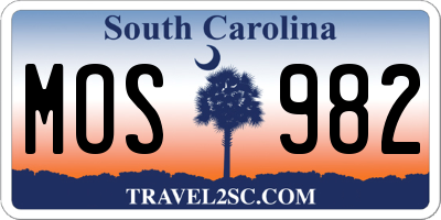 SC license plate MOS982
