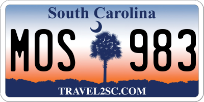 SC license plate MOS983