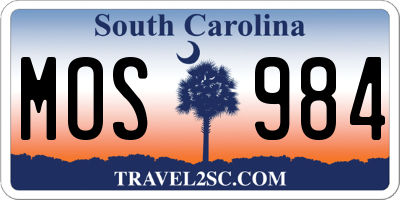 SC license plate MOS984