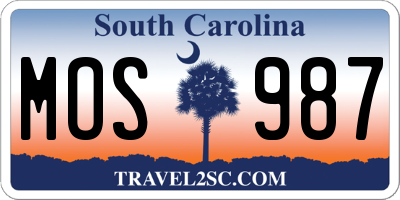 SC license plate MOS987