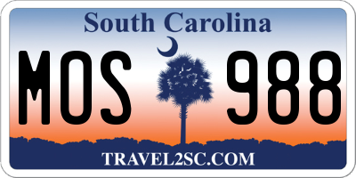 SC license plate MOS988