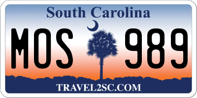 SC license plate MOS989