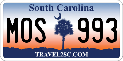 SC license plate MOS993