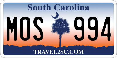 SC license plate MOS994