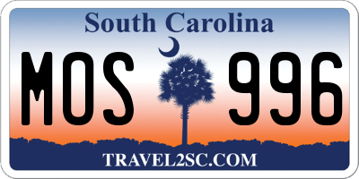 SC license plate MOS996