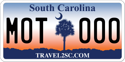 SC license plate MOT000