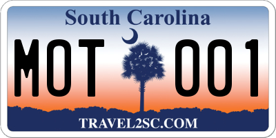 SC license plate MOT001