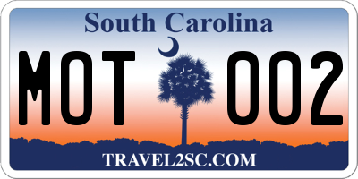 SC license plate MOT002