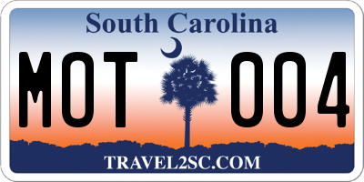 SC license plate MOT004