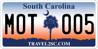 SC license plate MOT005