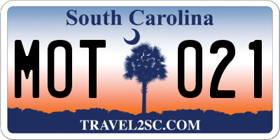 SC license plate MOT021