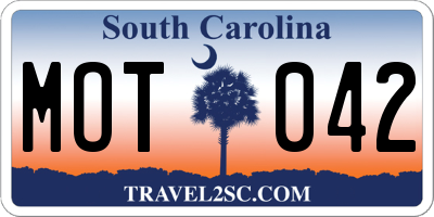 SC license plate MOT042