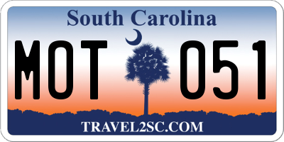 SC license plate MOT051