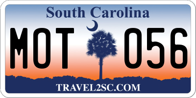 SC license plate MOT056