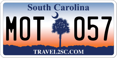 SC license plate MOT057