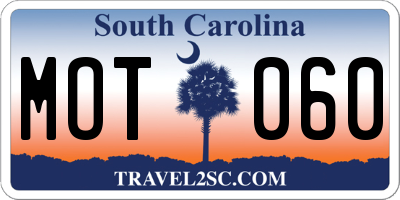 SC license plate MOT060