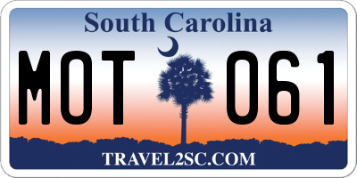 SC license plate MOT061