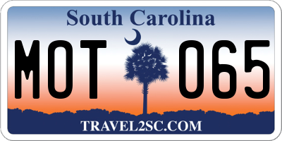 SC license plate MOT065
