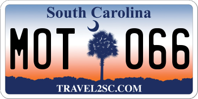 SC license plate MOT066