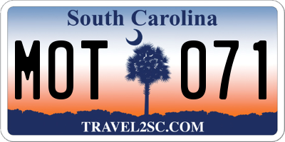 SC license plate MOT071