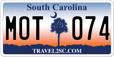 SC license plate MOT074