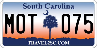 SC license plate MOT075
