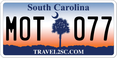 SC license plate MOT077