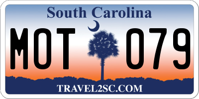 SC license plate MOT079