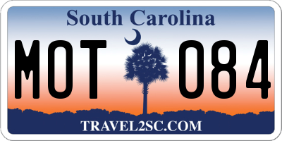 SC license plate MOT084