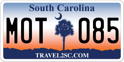 SC license plate MOT085