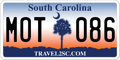SC license plate MOT086