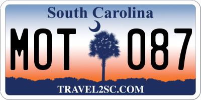 SC license plate MOT087