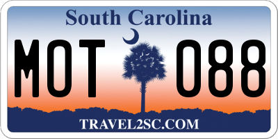SC license plate MOT088