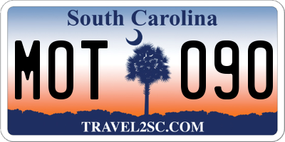 SC license plate MOT090