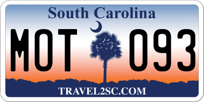 SC license plate MOT093