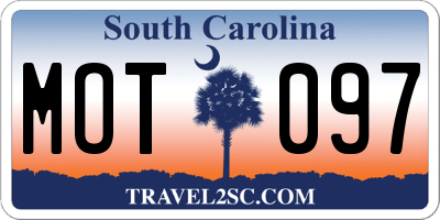 SC license plate MOT097